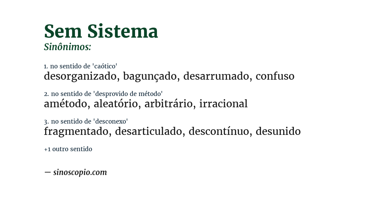 Sinônimo de sem sistema