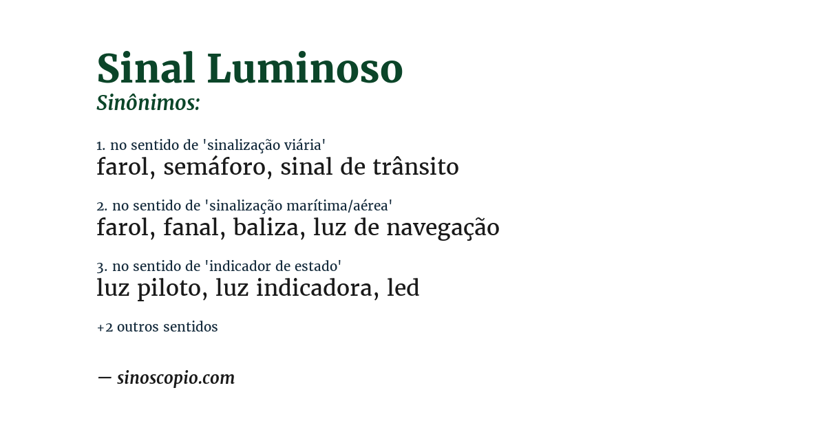 Sinônimo de sinal luminoso