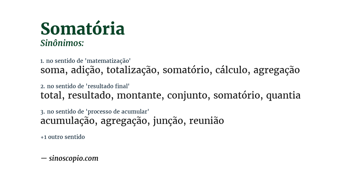 Sinônimo de somatória