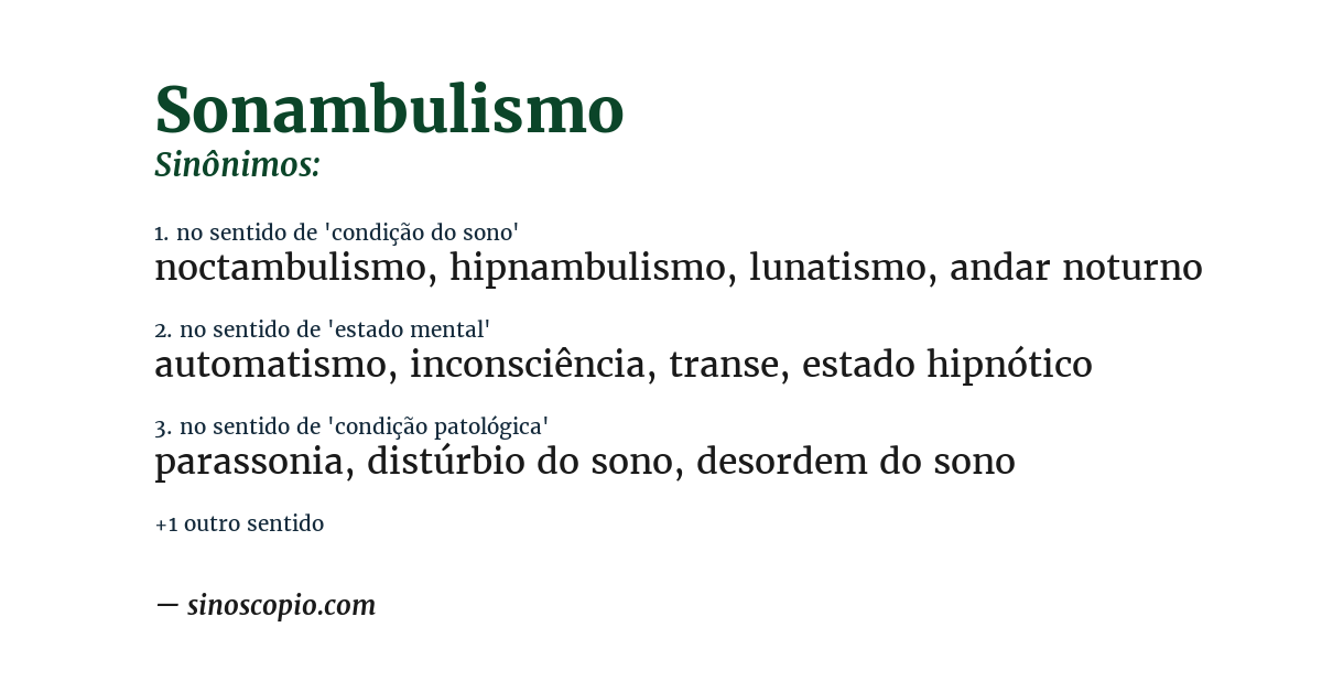 Sinônimo de sonambulismo