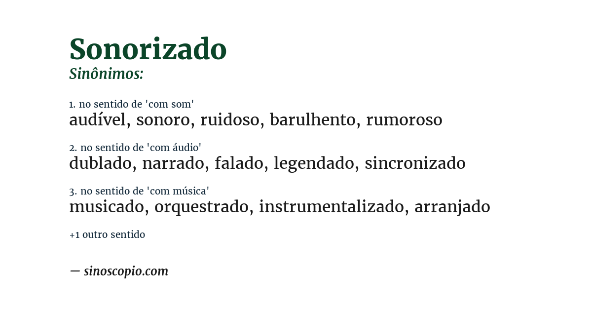 Sinônimo de sonorizado