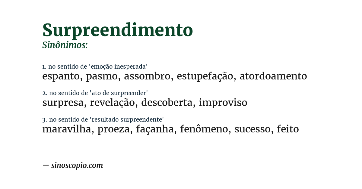 Sinônimo de surpreendimento
