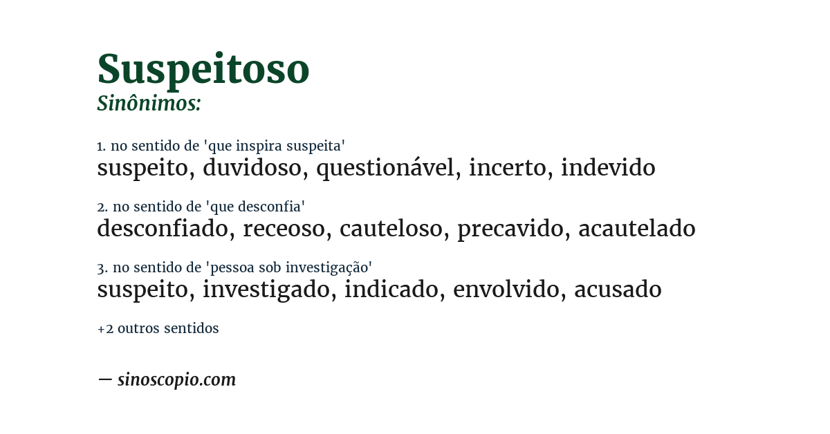 Sinônimo de suspeitoso