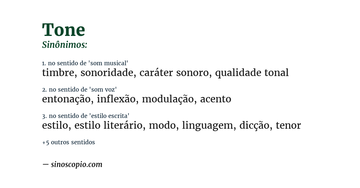 Sinônimo de tone