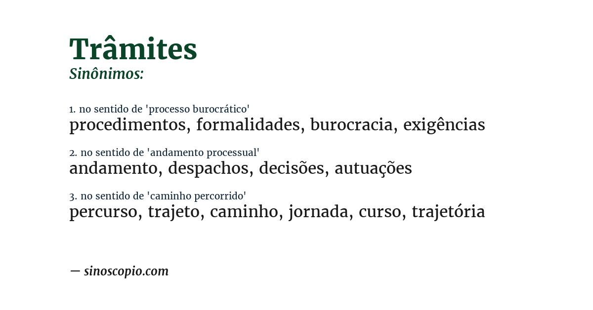 Sinônimo de trâmites
