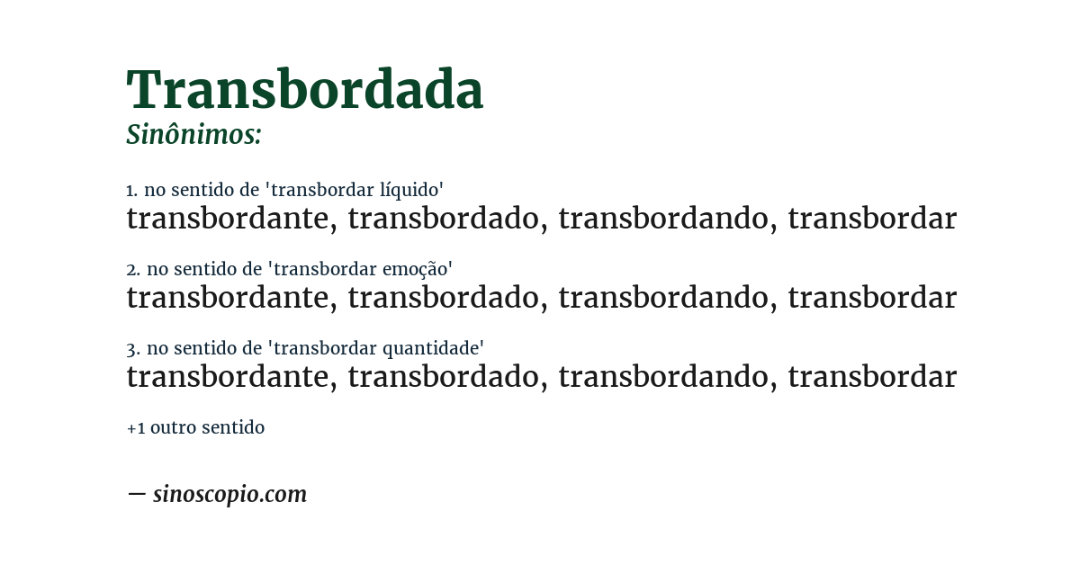 Sinônimo de transbordada