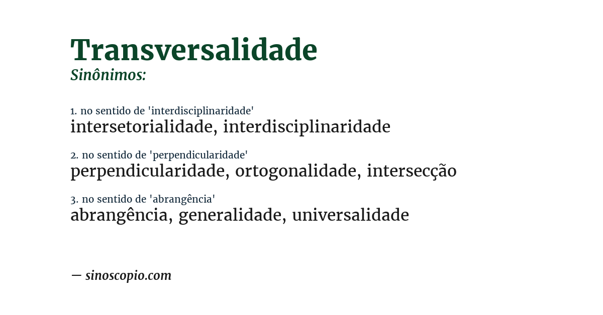 Sinônimo de transversalidade