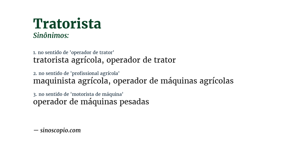 Sinônimo de tratorista