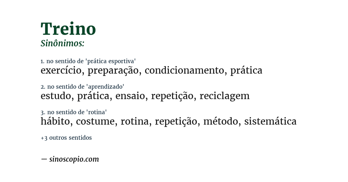 Sinônimo de treino