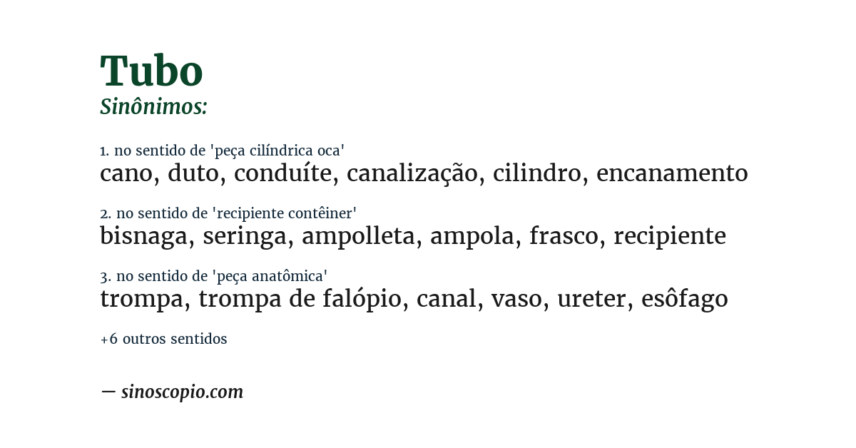 Sinônimo de tubo