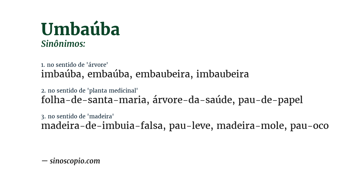 Sinônimo de umbaúba