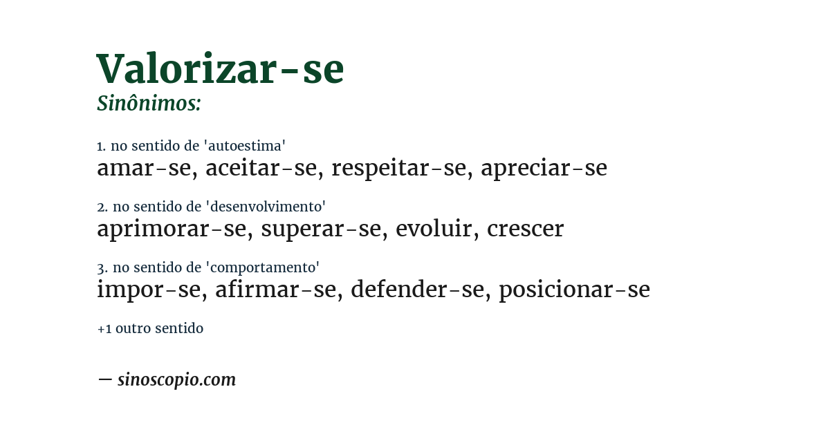 Sinônimo de valorizar-se