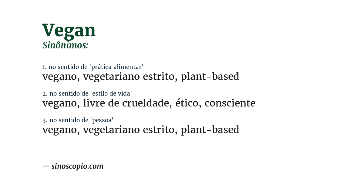 Sinônimo de vegan