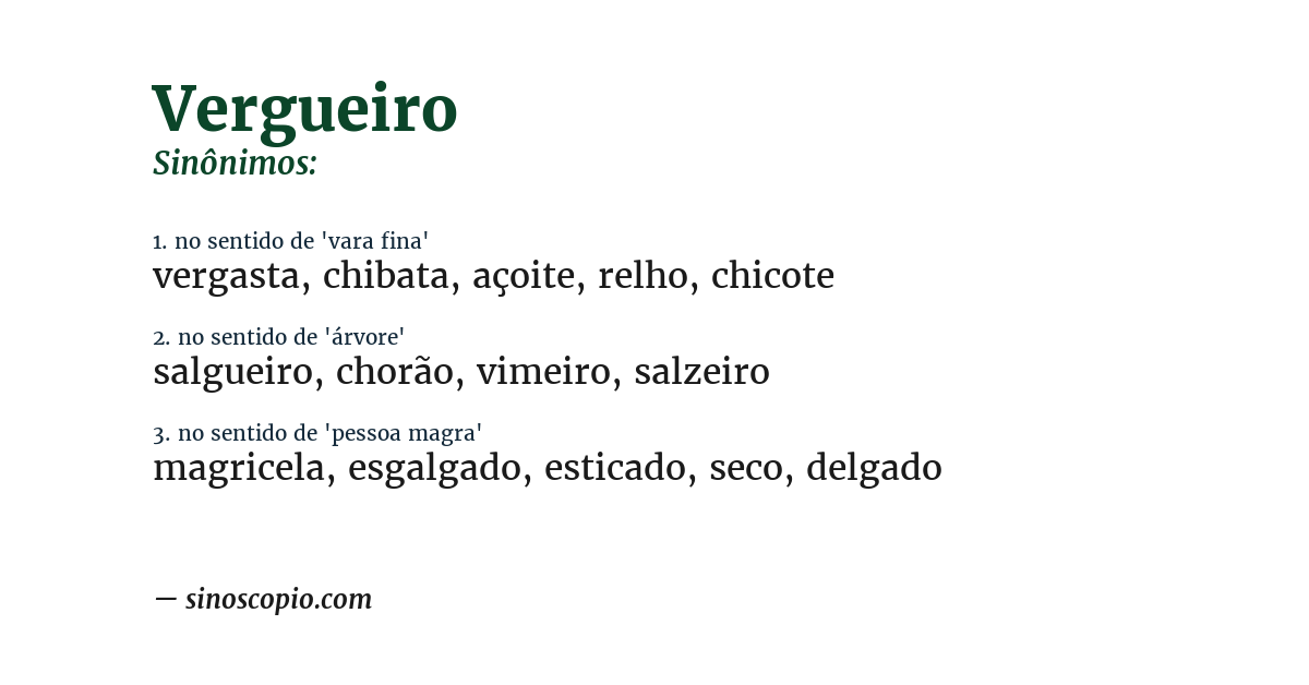 Sinônimo de vergueiro