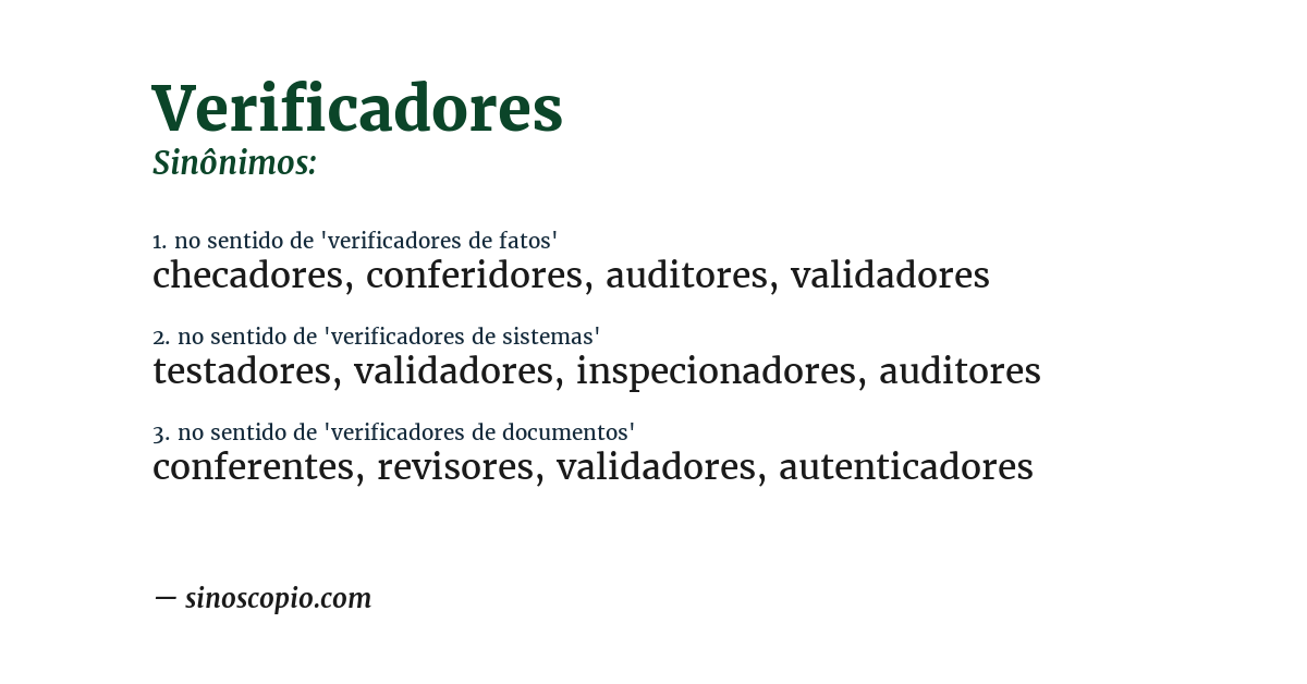 Sinônimo de verificadores