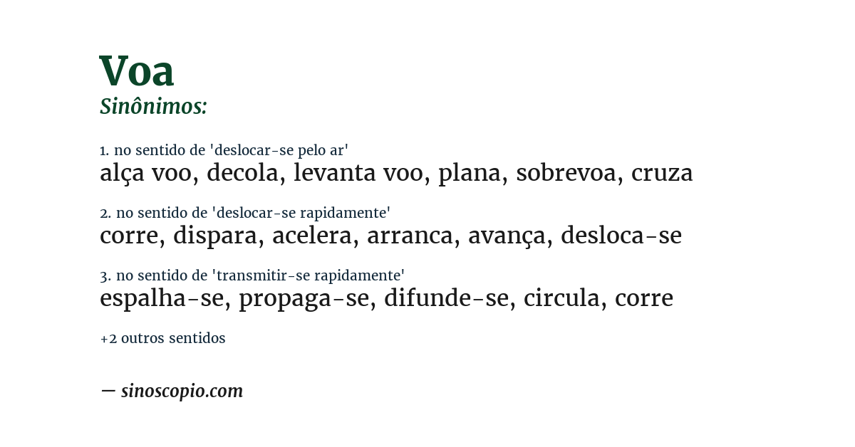 Sinônimo de voa
