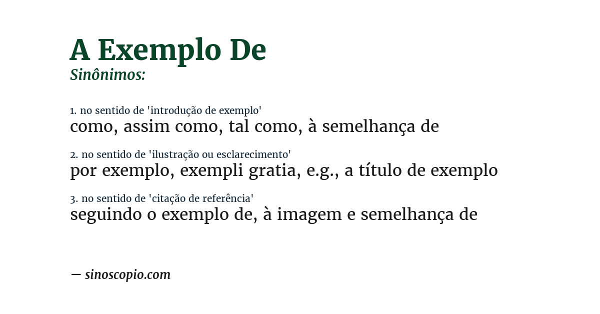 Sinônimo de a exemplo de