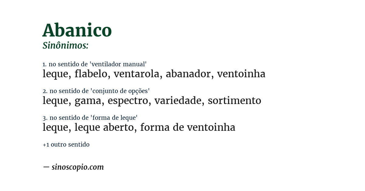 Sinônimo de abanico