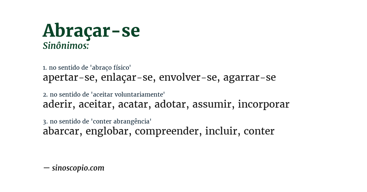 Sinônimo de abraçar-se