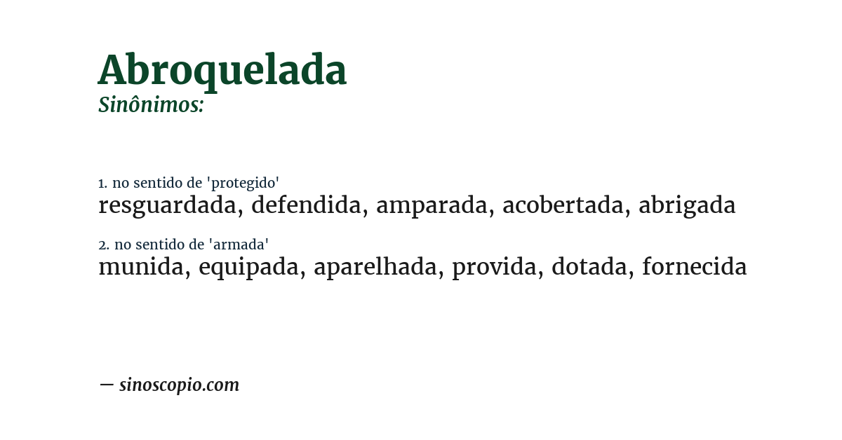 Sinônimo de abroquelada
