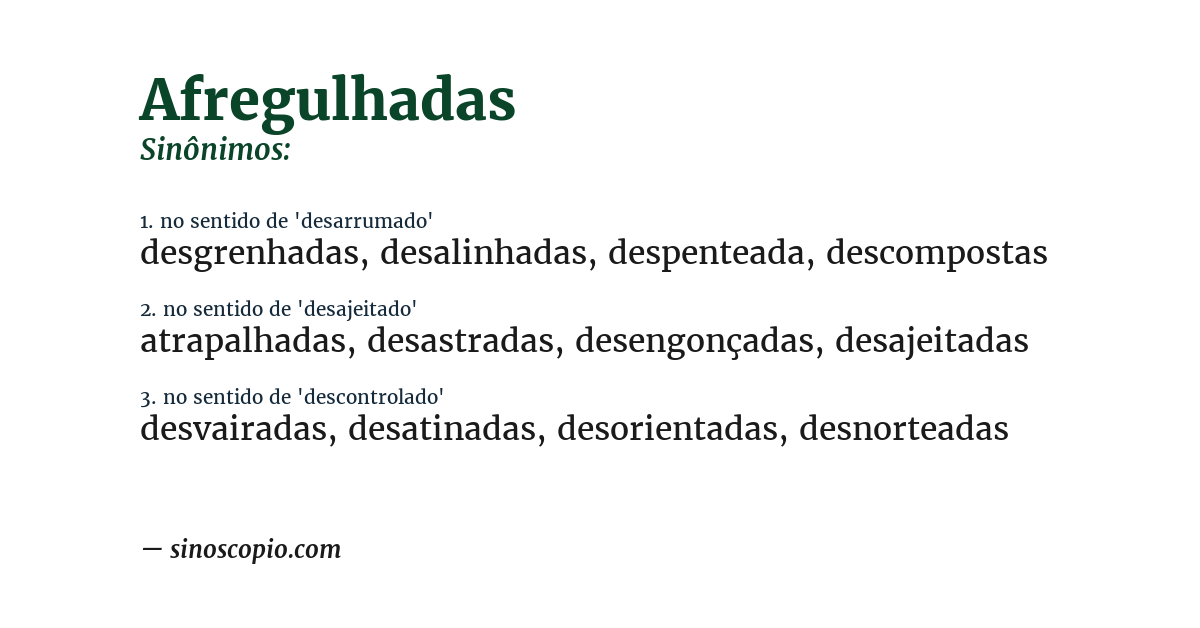 Sinônimo de afregulhadas