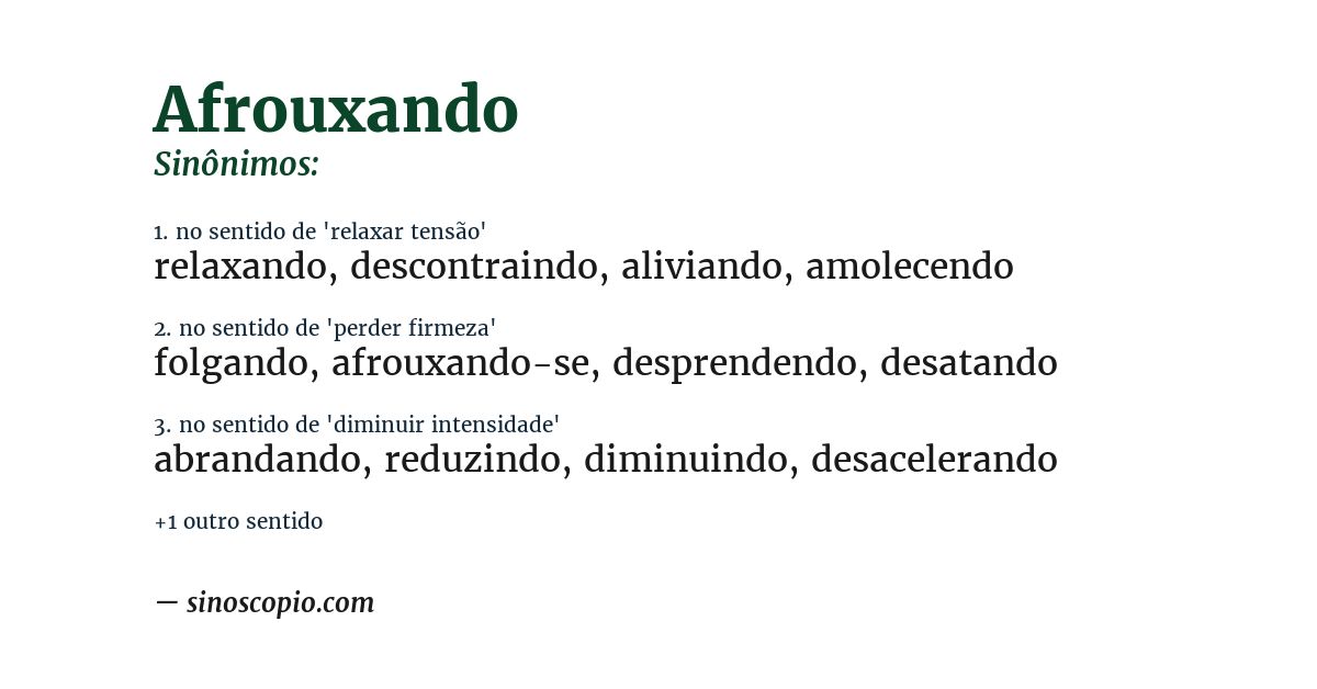 Sinônimo de afrouxando