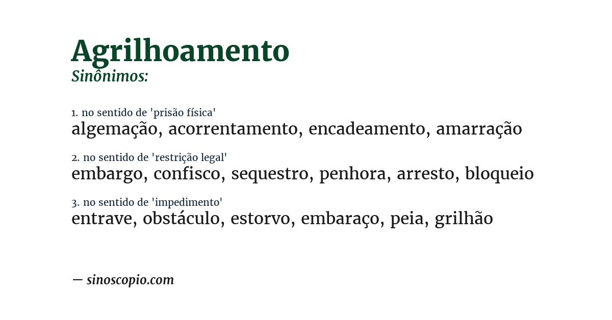 Sinônimo de agrilhoamento