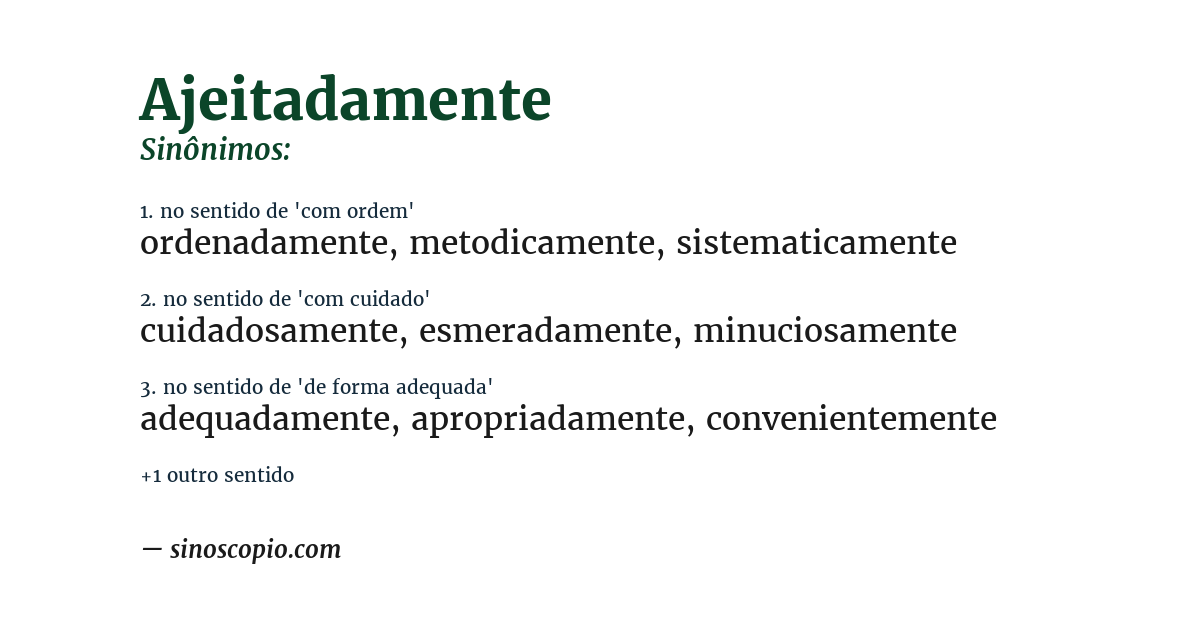 Sinônimo de ajeitadamente