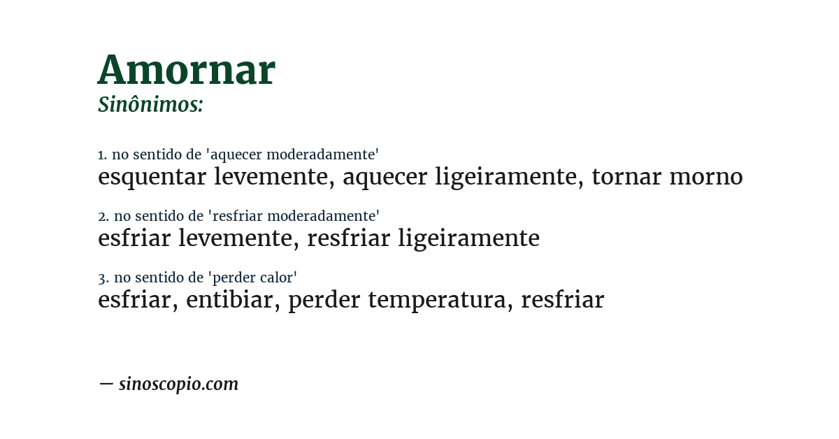 Sinônimo de amornar