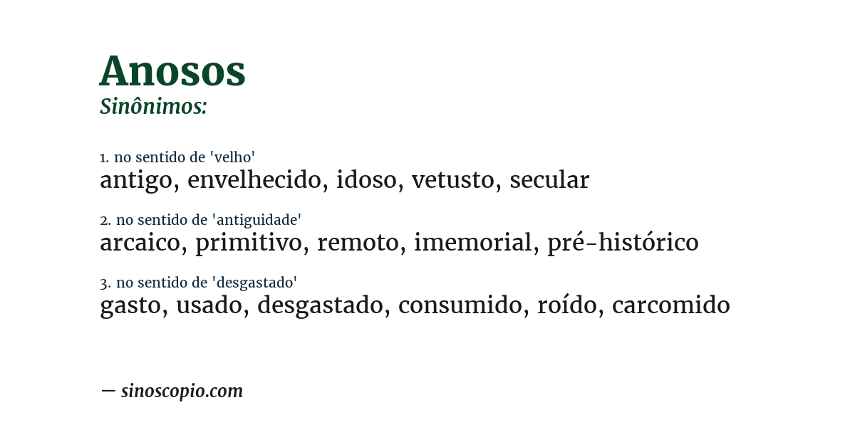 Sinônimo de anosos