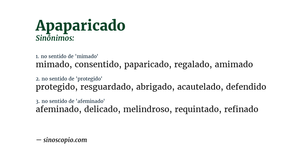 Sinônimo de apaparicado