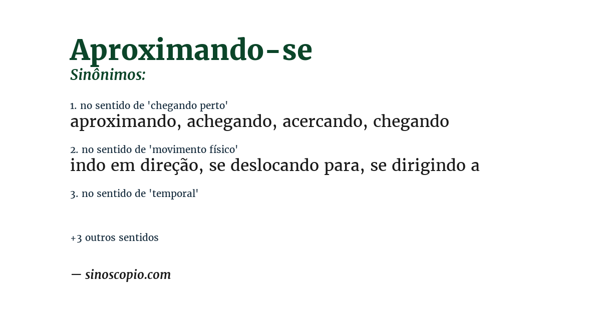 Sinônimo de aproximando-se