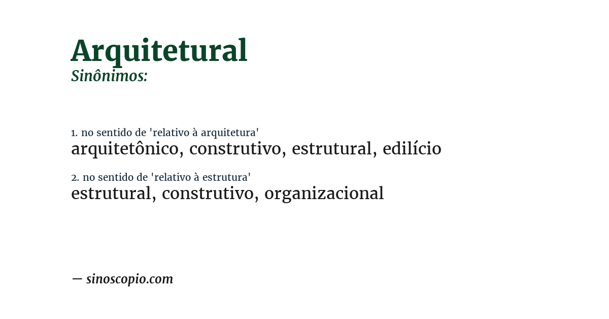 Sinônimo de arquitetural