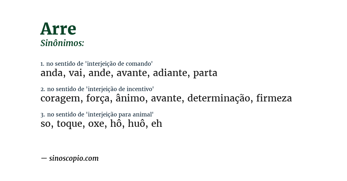 Sinônimo de arre