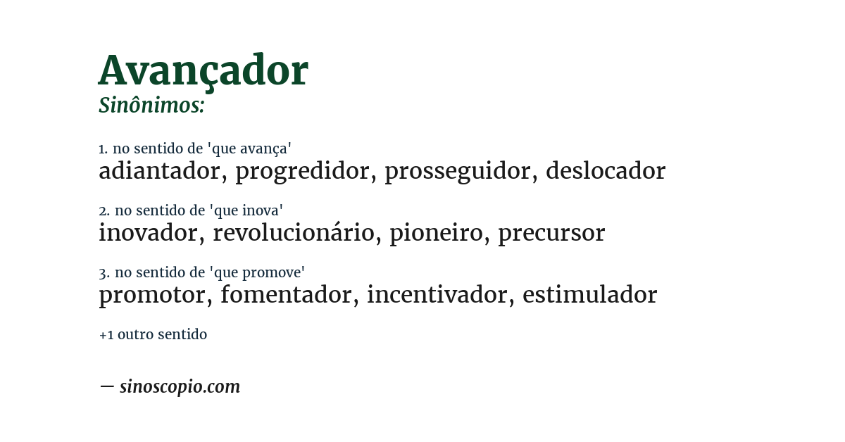 Sinônimo de avançador