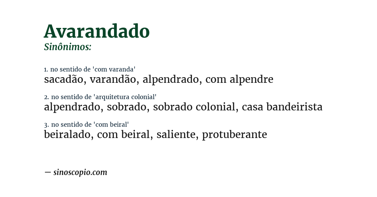 Sinônimo de avarandado