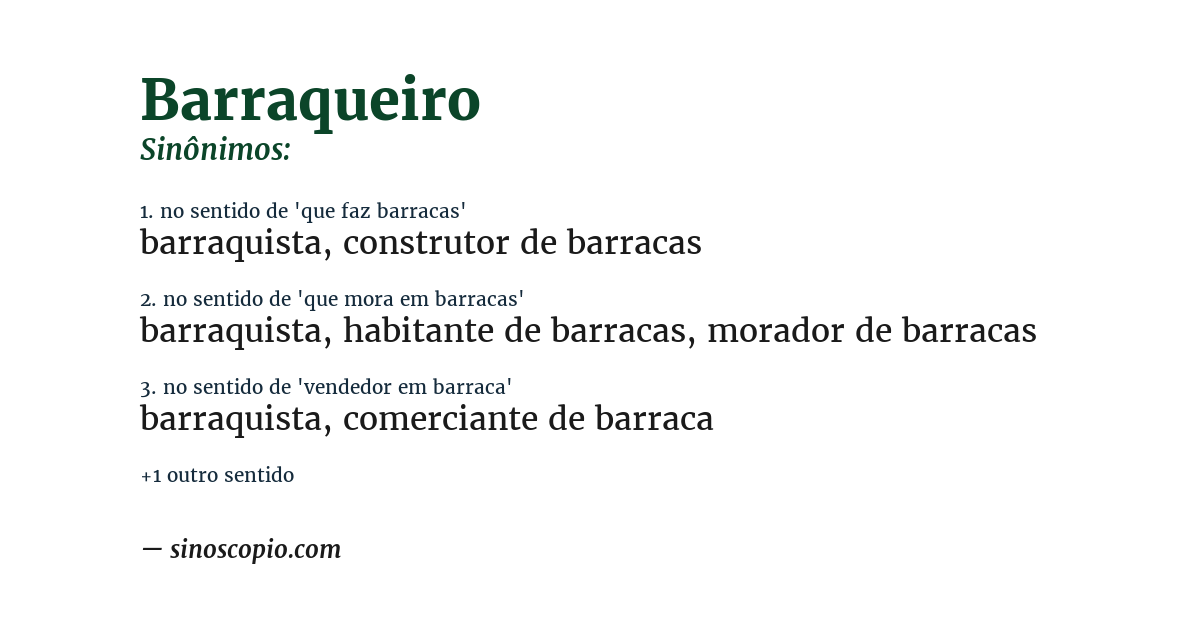 Sinônimo de barraqueiro