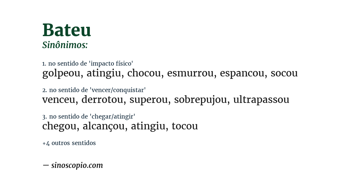 Sinônimo de bateu