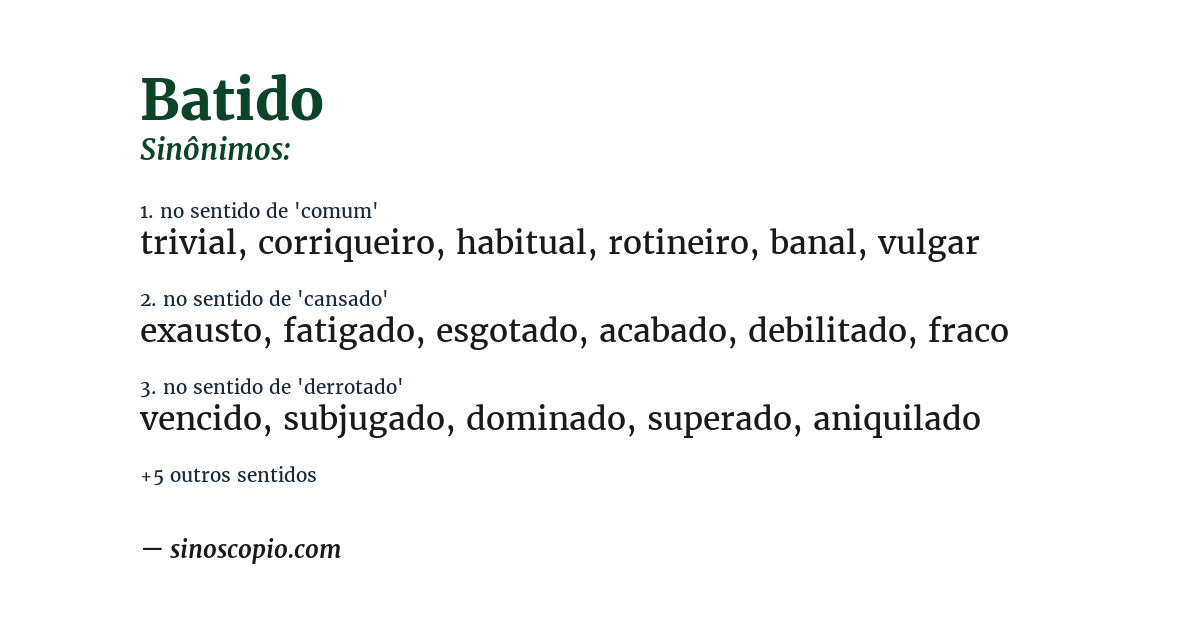 Sinônimo de batido