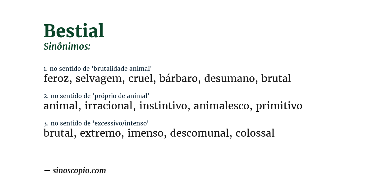 Sinônimo de bestial