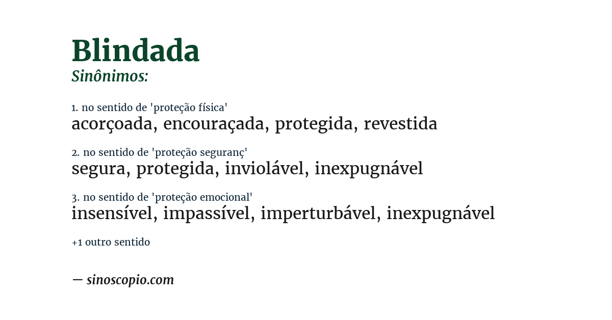 Sinônimo de blindada