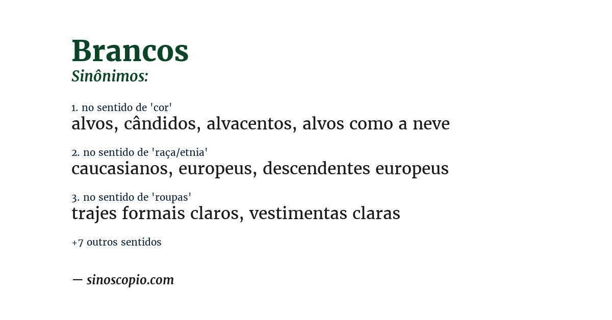 Sinônimo de brancos