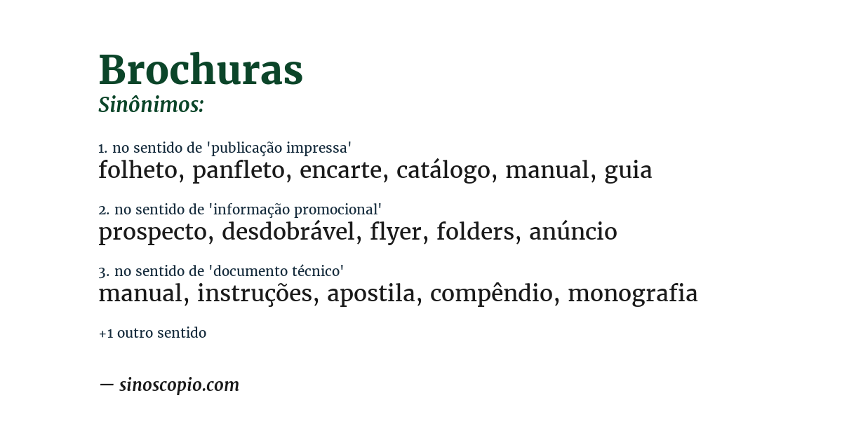 Sinônimo de brochuras