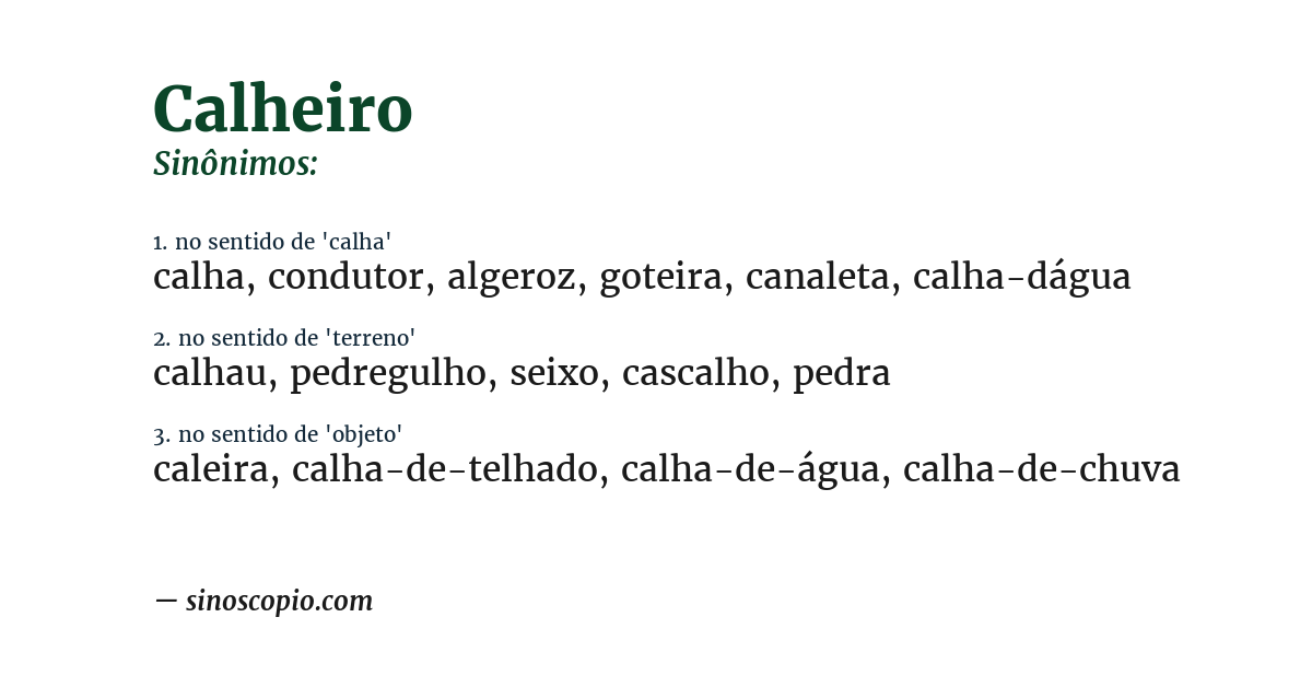 Sinônimo de calheiro