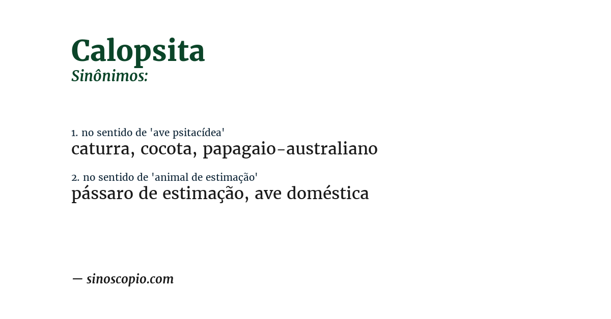 Sinônimo de calopsita