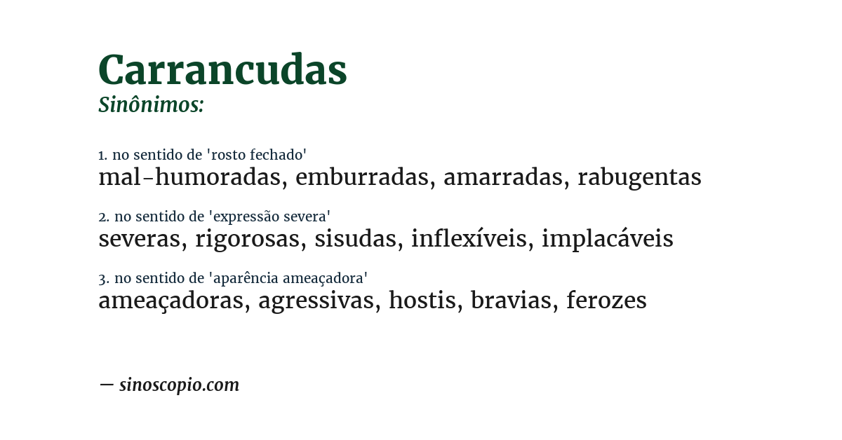 Sinônimo de carrancudas