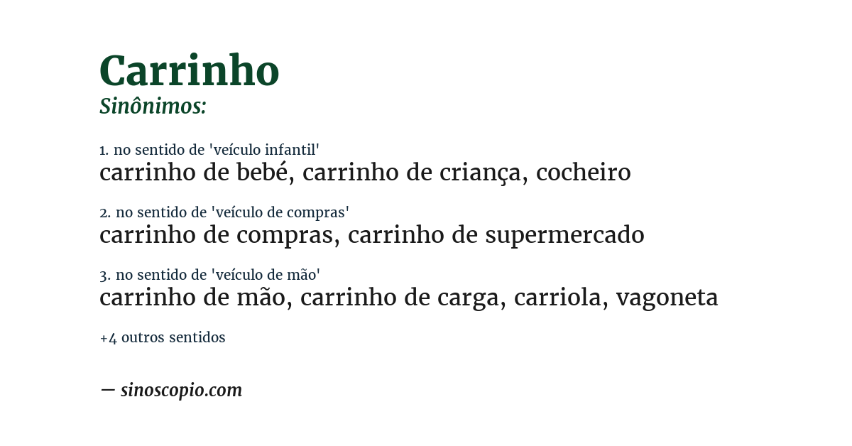 Sinônimo de carrinho