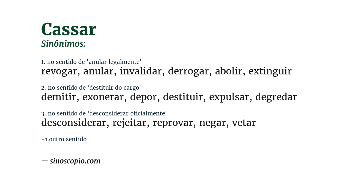 Sinônimo de cassar