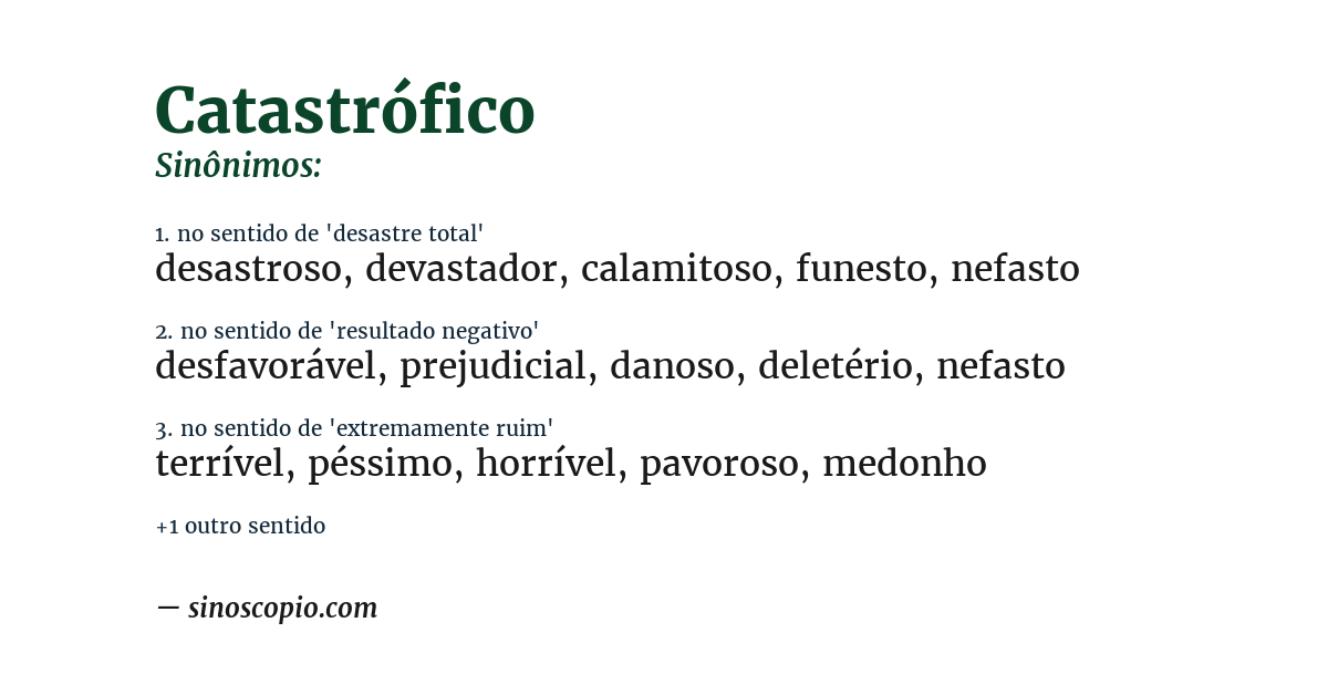 Sinônimo de catastrófico