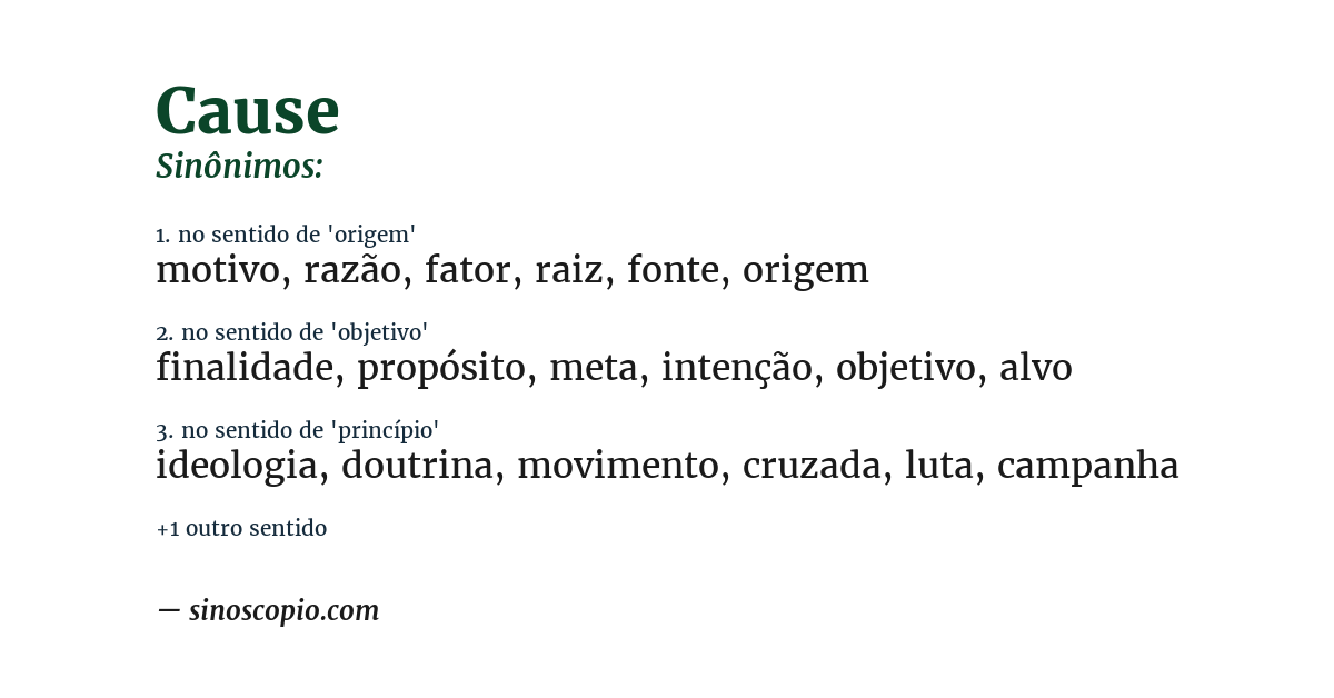 Sinônimo de cause